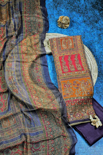 Rich Embroidered Pure Viscose Purple Haze Unstitched Suit Set Geetha Creation